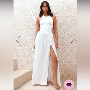 HELLO MOLLY EXCLUSIVELY FOR YOU HALTER MAXI DRESS WHITE
